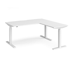 Elev8 Touch sit-stand desk 1600mm x 800mm with 800mm return desk - white frame, white top