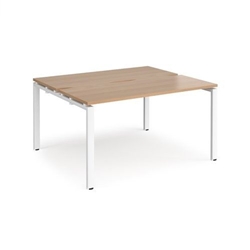 Adapt sliding top back to back desks 1400mm x 1200mm - white frame, beech top