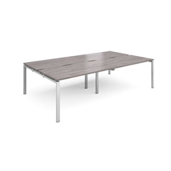 Adapt sliding top double back to back desks 2800mm x 1600mm - silver frame, grey oak top