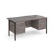 Maestro 25 straight desk 1600mm x 800mm with two x 3 drawer pedestals - black H-frame leg, grey oak top