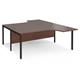 Maestro 25 back to back ergonomic desks 1800mm deep - black bench leg frame, walnut top
