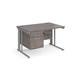 Maestro 25 straight desk 1200mm x 800mm with 2 drawer pedestal - silver cable managed leg frame, grey oak top