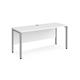Maestro 25 straight desk 1600mm x 600mm - silver bench leg frame, white top