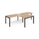 Adapt double straight desks 3200mm x 800mm with 800mm return desks - black frame, beech top