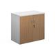 Duo double door cupboard 740mm high with 1 shelf - white with beech doors
