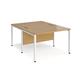 Maestro 25 back to back straight desks 1200mm x 1600mm - white bench leg frame, oak top