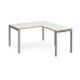 Adapt desk 1400mm x 800mm with 800mm return desk - silver frame, white top with oak edge