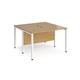 Maestro 25 back to back straight desks 1200mm x 1200mm - white bench leg frame, oak top