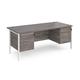 Maestro 25 straight desk 1800mm x 800mm with two x 3 drawer pedestals - white H-frame leg, grey oak top