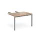 Adapt add on unit double return desk 800mm x 1200mm - silver frame, beech top
