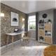 Giza straight desk 1200mm x 600mm with wooden legs - oak finish, grey top