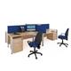 Maestro 25 right hand wave desk 1600mm wide - silver bench leg frame, grey oak top