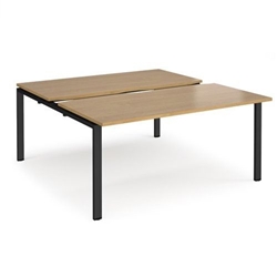 Adapt sliding top back to back desks 1600mm x 1600mm - black frame, oak top