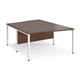 Maestro 25 back to back wave desks 1400mm deep - white bench leg frame, walnut top