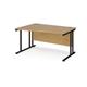 Maestro 25 left hand wave desk 1400mm wide - black cantilever leg frame, oak top