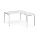 Adapt desk 1400mm x 800mm with 800mm return desk - white frame, white top