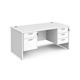 Maestro 25 straight desk 1600mm x 800mm with 2 and 3 drawer pedestals - white top with panel end leg
