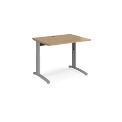 TR10 height settable straight desk 1000mm x 800mm - silver frame, oak top