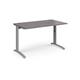 TR10 height settable straight desk 1400mm x 800mm - silver frame, grey oak top