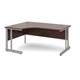 Momento left hand ergonomic desk 1600mm - silver cantilever frame, walnut top