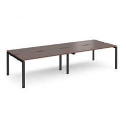Adapt double back to back desks 2800mm x 1200mm - black frame, walnut top
