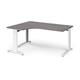 TR10 deluxe left hand ergonomic desk 1600mm - white frame, grey oak top