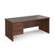 Maestro 25 straight desk 1800mm x 800mm with 2 drawer pedestal - walnut top with panel end leg