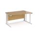 Maestro 25 right hand wave desk 1400mm wide - white cable managed leg frame, oak top