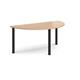 Semi circular black radial leg meeting table 1600mm x 800mm - beech
