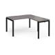 Adapt desk 1400mm x 800mm with 800mm return desk - black frame, grey oak top