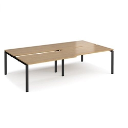 Adapt sliding top double back to back desks 2800mm x 1600mm - black frame, oak top