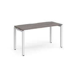 Adapt single desk 1400mm x 600mm - white frame, grey oak top
