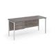Maestro 25 straight desk 1600mm x 600mm with 2 drawer pedestal - white H-frame leg, grey oak top