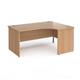 Contract 25 right hand ergonomic desk with panel ends and graphite corner leg 1600mm - beech