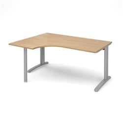 TR10 left hand ergonomic desk 1600mm - silver frame, oak top
