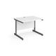 Contract 25 straight desk with graphite cantilever leg 1000mm x 800mm - white top