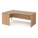 Maestro 25 left hand ergonomic desk 1800mm wide - beech top with panel end leg