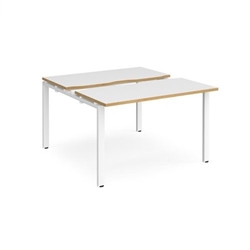 Adapt sliding top back to back desks 1200mm x 1200mm - white frame, white top with oak edging