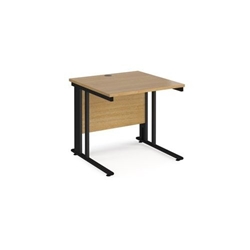Maestro 25 straight desk 800mm x 800mm - black cable managed leg frame, oak top