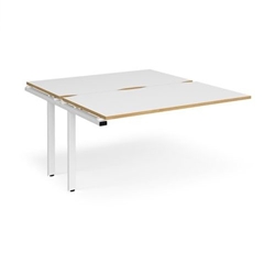 Adapt add on unit single 1400mm x 1600mm - white frame, white top with oak edging