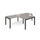 Adapt double straight desks 2800mm x 800mm with 800mm return desks - black frame, grey oak top