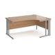 Maestro 25 right hand ergonomic desk 1600mm wide - silver cable managed leg frame, beech top