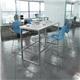 Otto Poseur benching solution dining table 1200mm wide - silver frame, kendal oak top