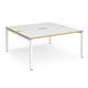Adapt sliding top back to back desks 1600mm x 1200mm - white frame, white top with oak edging
