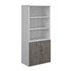 Duo combination unit with open top 1790mm high with 4 shelves - white with grey oak lower doors