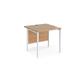 Maestro 25 straight desk 800mm x 800mm - white H-frame leg, beech top