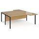 Maestro 25 back to back ergonomic desks 1800mm deep - black bench leg frame, oak top