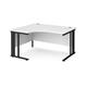 Maestro 25 left hand ergonomic desk 1400mm wide - black cable managed leg frame, white top