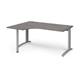 TR10 left hand ergonomic desk 1600mm - silver frame, grey oak top