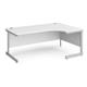 Contract 25 right hand ergonomic desk with silver cantilever leg 1800mm - white top